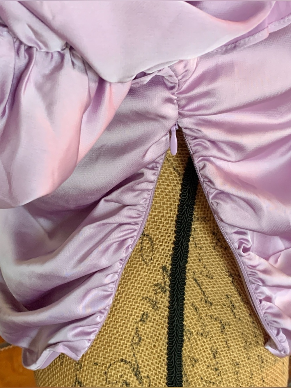 Pre-loved Lilac Satin Ruched Ruffle Sleeve Victorian-insired Blouse Top - Picture 7 of 8